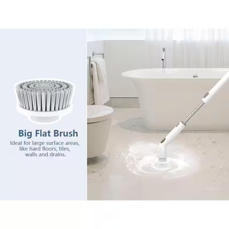 Electric Spin Power Scrubber, Waterpoof Cleaning Scrub Brush with 4 Brush Heads, Adjustable Handle for Bathroom, Floor