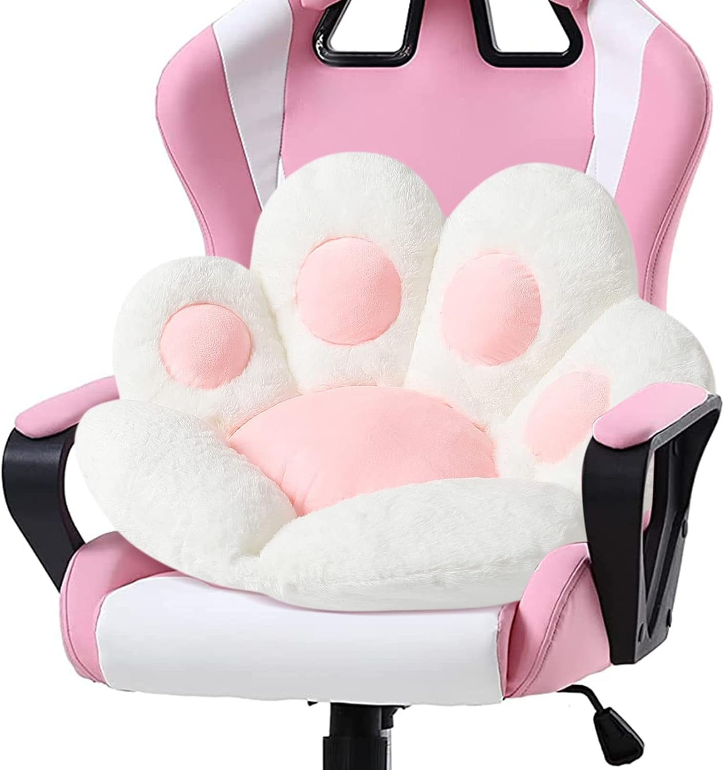 Kawaii Cat Paw Cushion - Adorable 31.4"x27.5" Comfy Chair Pad for Gaming, Office & Home Decor - Soft White Floor Pillow