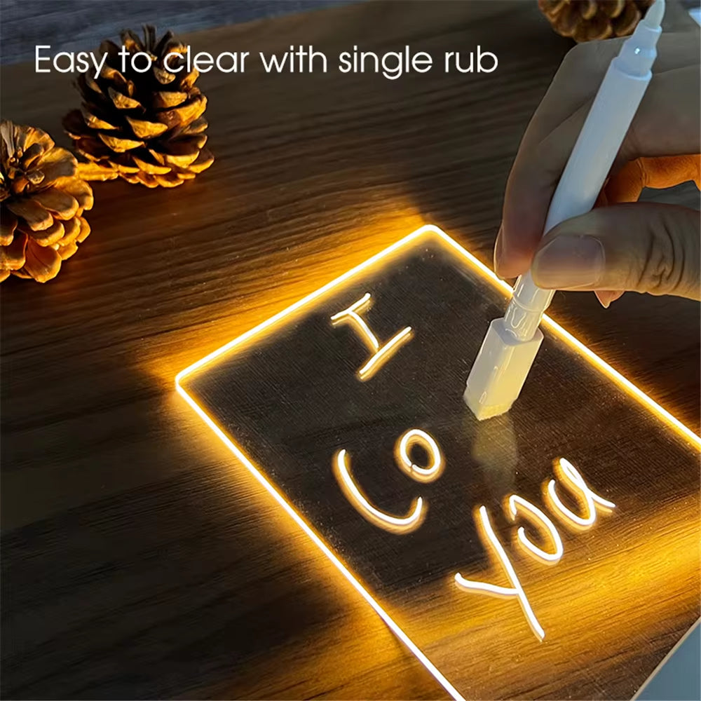 Illuminate Your Space: USB Transparent Luminous LED Night Light & Erasable Message Board Calendar