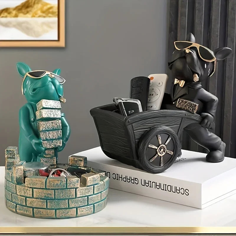 Charming Builder French Bulldog Resin Sculpture - Perfect Table Decoration & Living Room Ornament