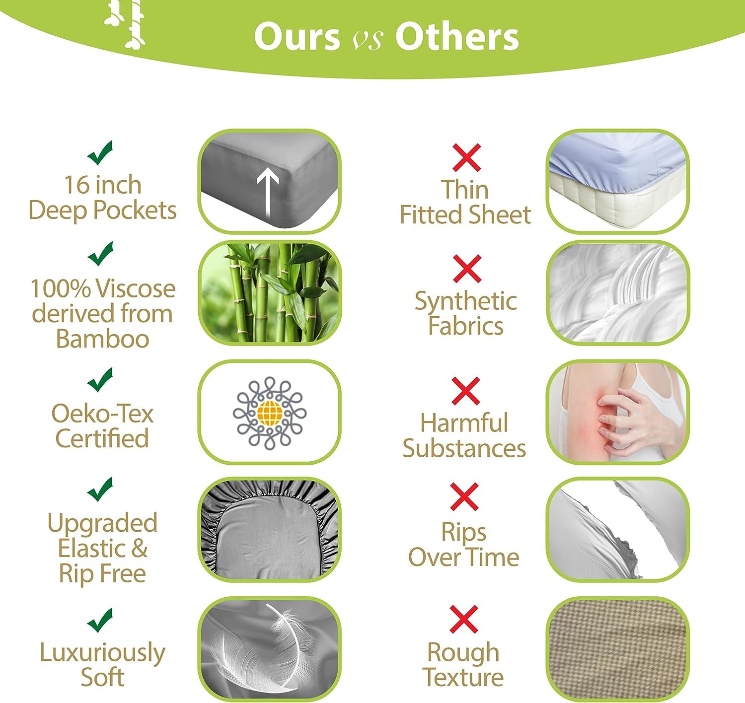 4Pcs - 100% Viscose Derived from Bamboo Sheets Full Size Sheets Set - Super Soft Viscose Bamboo Cooling Sheets for Hot Sleepers - up to 16’’ Deep Pocket - Luxury Series Full Sheet Set (S Gray)