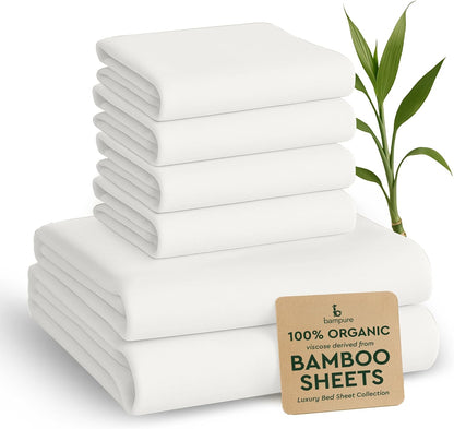 4Pcs - 100% Viscose Derived from Bamboo Sheets Full Size Sheets Set - Super Soft Viscose Bamboo Cooling Sheets for Hot Sleepers - up to 16’’ Deep Pocket - Luxury Series Full Sheet Set (S Gray)