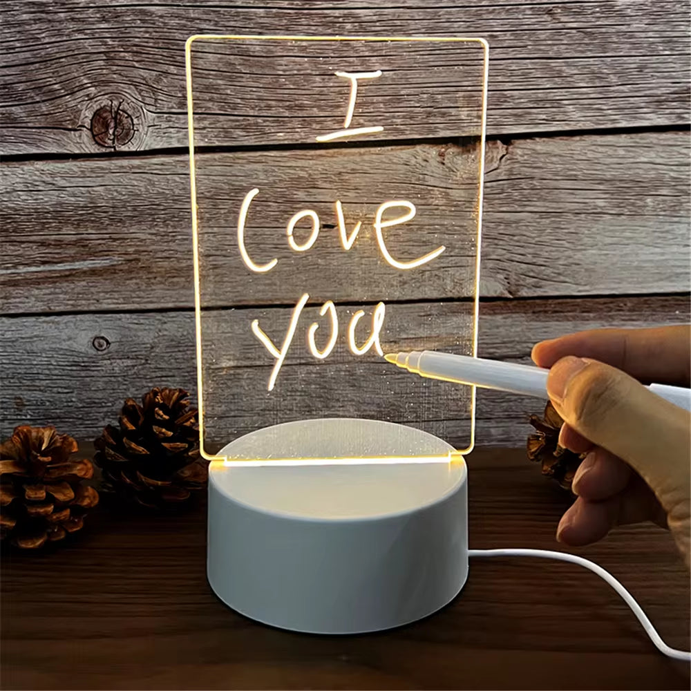 Illuminate Your Space: USB Transparent Luminous LED Night Light & Erasable Message Board Calendar