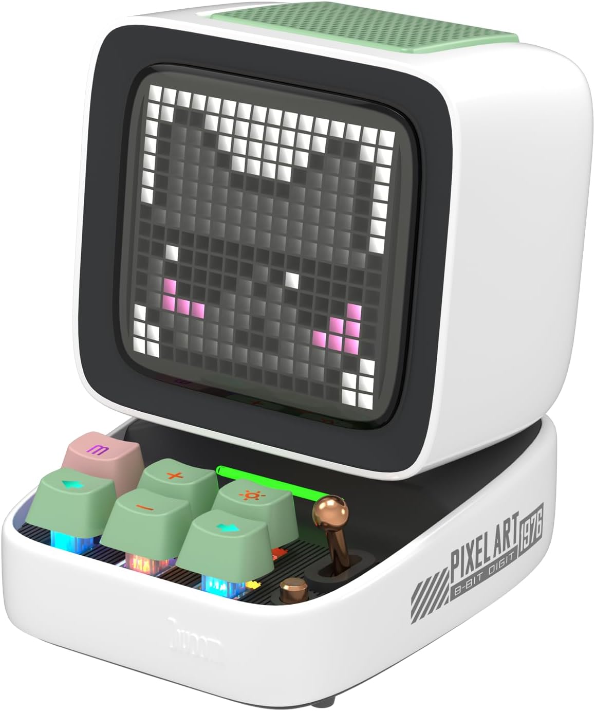 Ditoo Retro Pixel Art Game Bluetooth Speaker with 16X16 LED App Controlled Front Screen (White)