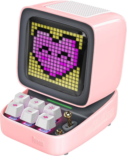 Ditoo Retro Pixel Art Game Bluetooth Speaker with 16X16 LED App Controlled Front Screen (White)
