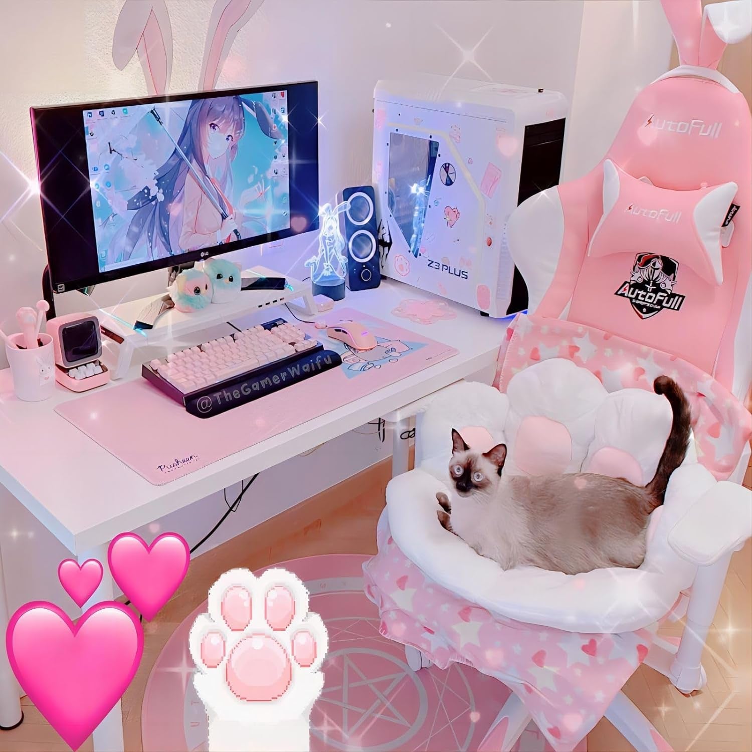 Kawaii Cat Paw Cushion - Adorable 31.4"x27.5" Comfy Chair Pad for Gaming, Office & Home Decor - Soft White Floor Pillow