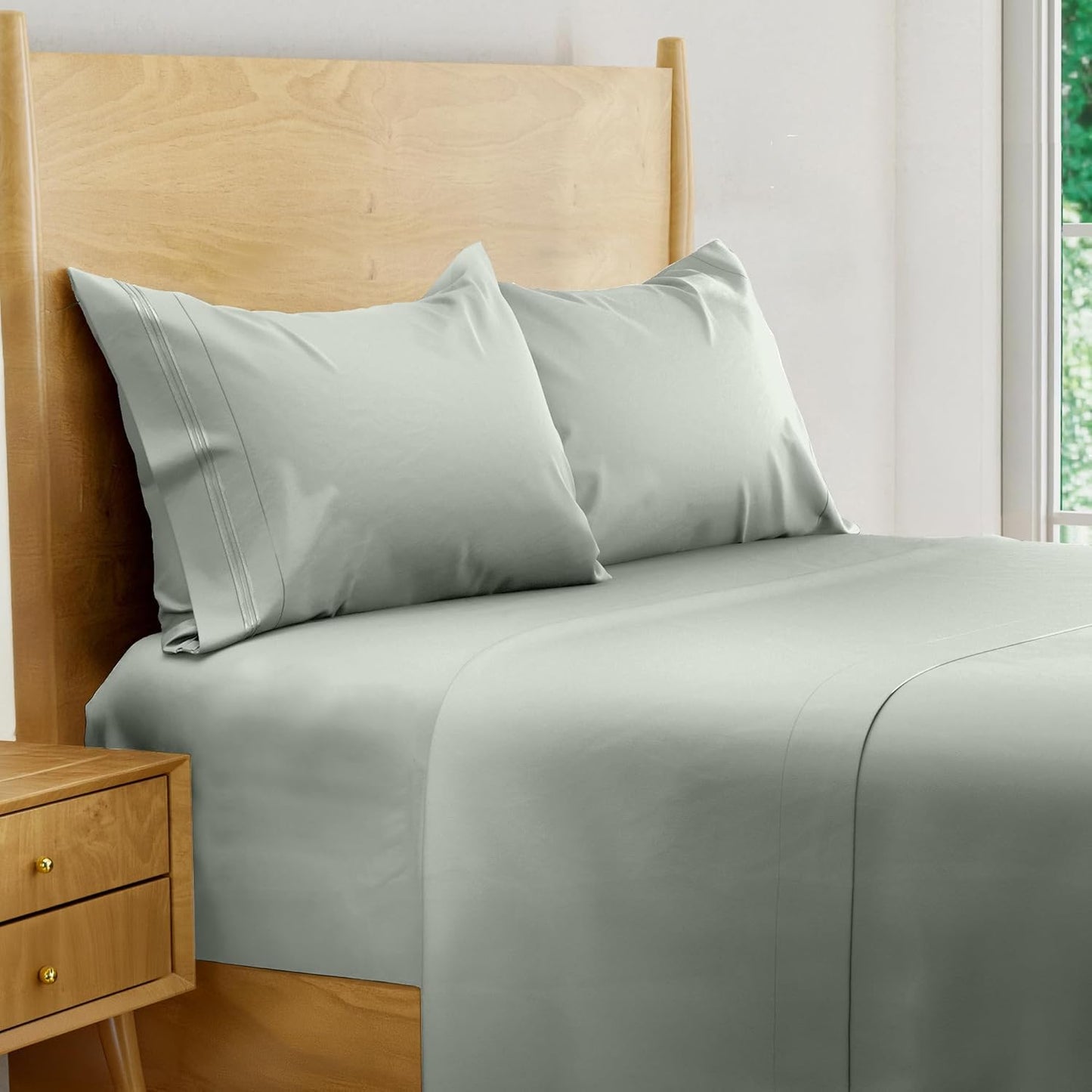 4Pcs - 100% Viscose Derived from Bamboo Sheets Full Size Sheets Set - Super Soft Viscose Bamboo Cooling Sheets for Hot Sleepers - up to 16’’ Deep Pocket - Luxury Series Full Sheet Set (S Gray)