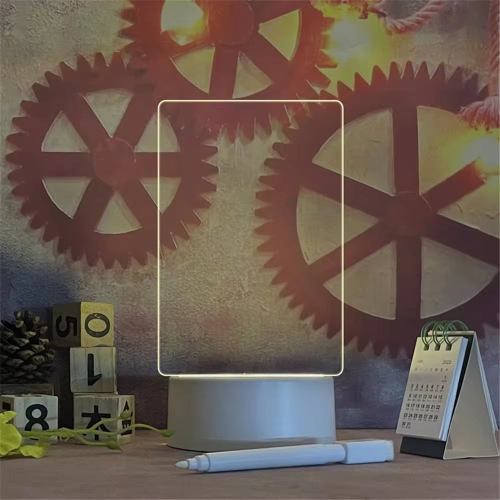 Illuminate Your Space: USB Transparent Luminous LED Night Light & Erasable Message Board Calendar