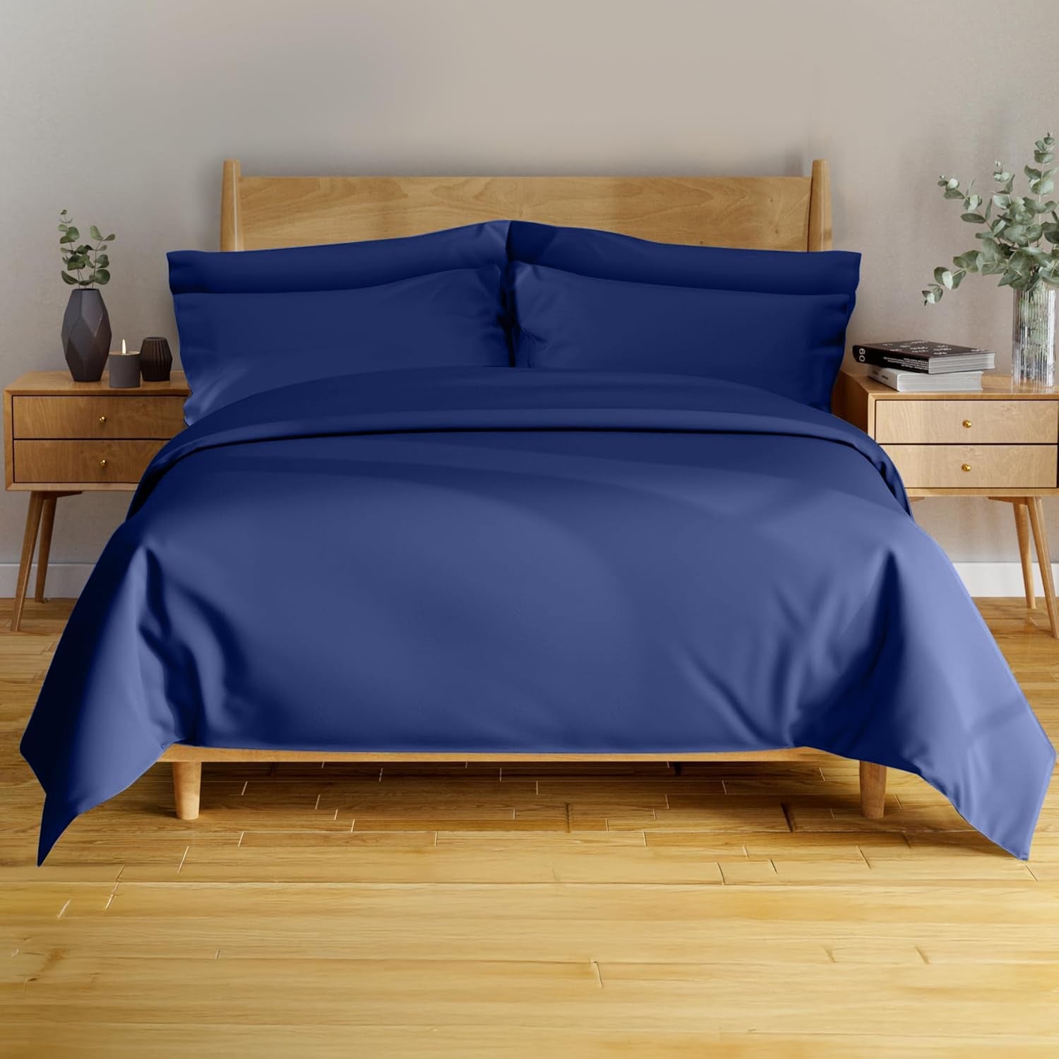 4Pcs - 100% Viscose Derived from Bamboo Sheets Full Size Sheets Set - Super Soft Viscose Bamboo Cooling Sheets for Hot Sleepers - up to 16’’ Deep Pocket - Luxury Series Full Sheet Set (S Gray)