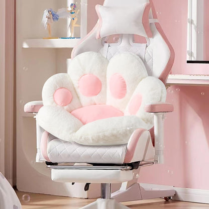 Kawaii Cat Paw Cushion - Adorable 31.4"x27.5" Comfy Chair Pad for Gaming, Office & Home Decor - Soft White Floor Pillow