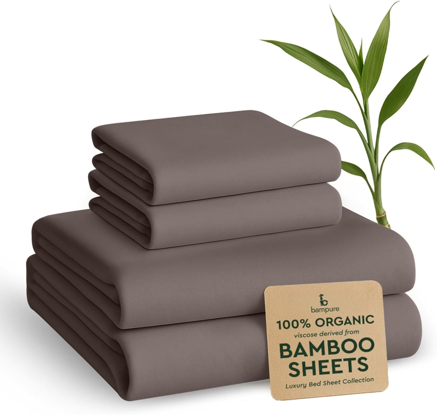 4Pcs - 100% Viscose Derived from Bamboo Sheets Full Size Sheets Set - Super Soft Viscose Bamboo Cooling Sheets for Hot Sleepers - up to 16’’ Deep Pocket - Luxury Series Full Sheet Set (S Gray)