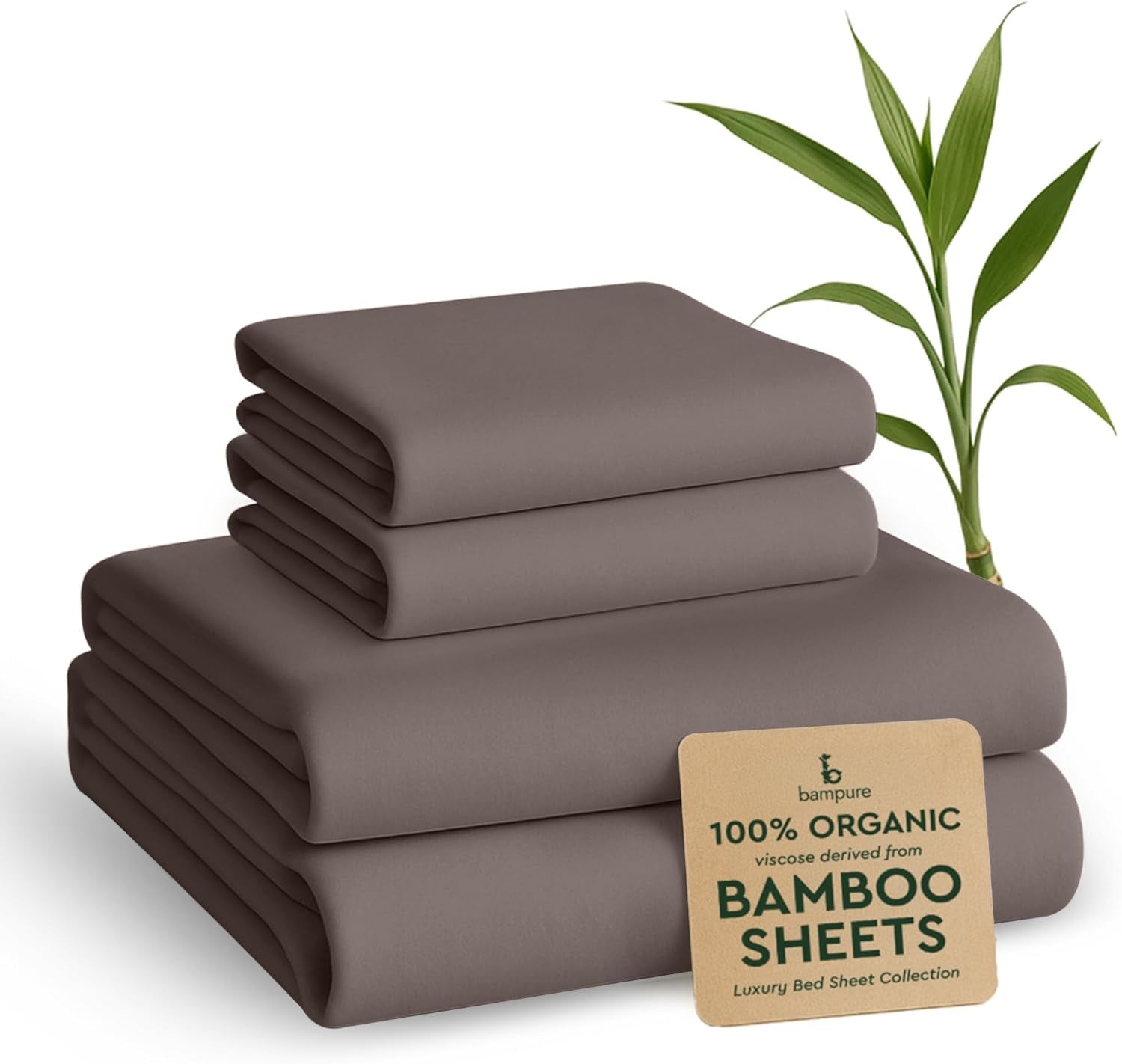 4Pcs - 100% Viscose Derived from Bamboo Sheets Full Size Sheets Set - Super Soft Viscose Bamboo Cooling Sheets for Hot Sleepers - up to 16’’ Deep Pocket - Luxury Series Full Sheet Set (S Gray)