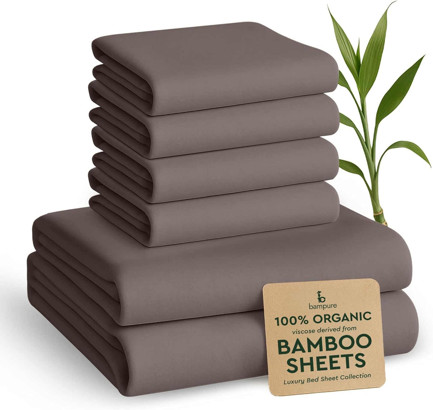 4Pcs - 100% Viscose Derived from Bamboo Sheets Full Size Sheets Set - Super Soft Viscose Bamboo Cooling Sheets for Hot Sleepers - up to 16’’ Deep Pocket - Luxury Series Full Sheet Set (S Gray)