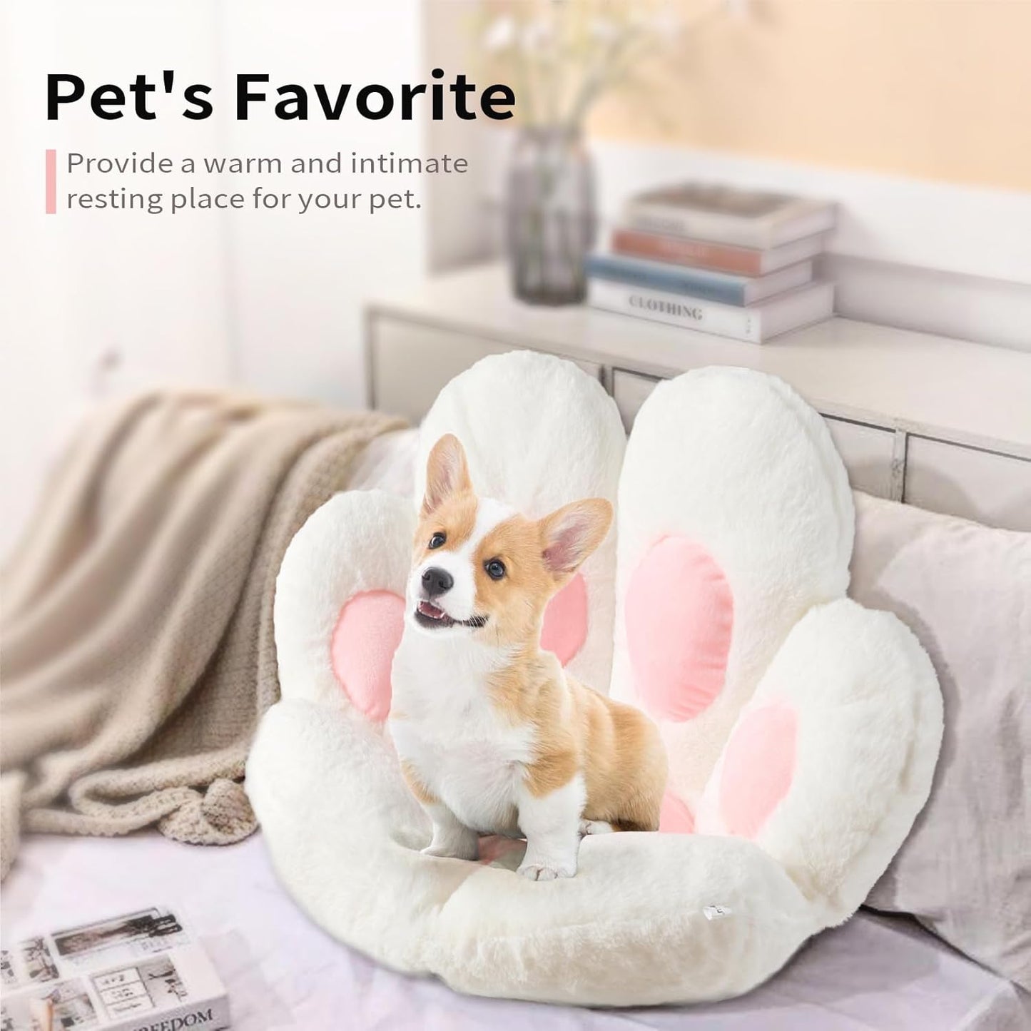 Kawaii Cat Paw Cushion - Adorable 31.4"x27.5" Comfy Chair Pad for Gaming, Office & Home Decor - Soft White Floor Pillow