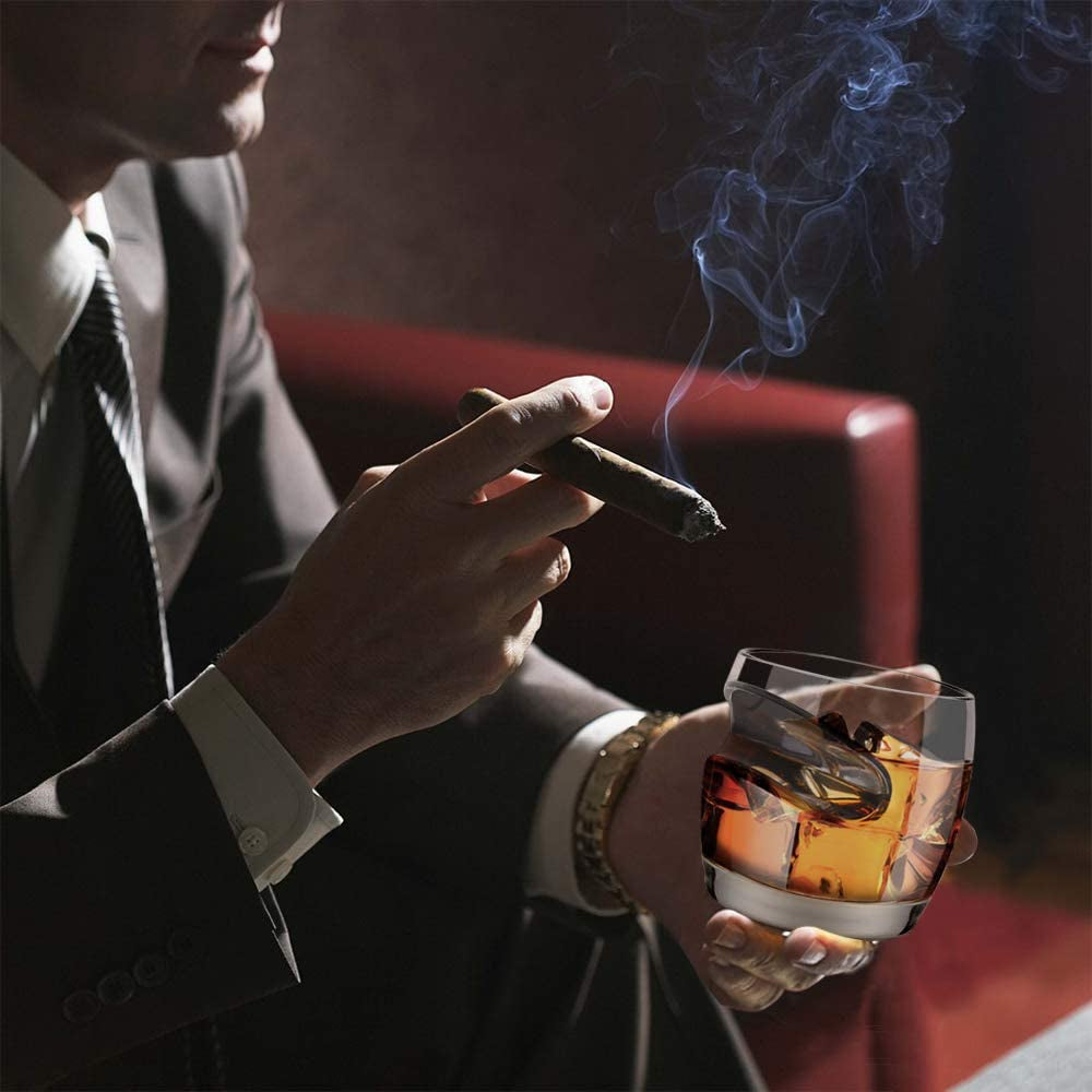 Kollea Old Fashioned Whiskey Cigar Glass, Whiskey Glass 15 Oz with Rest Holder, Gifts for Men Who Have Everything, Elegant Gift Box for Birthday, Father'S Day, Christmas, New Year, Thanksgiving