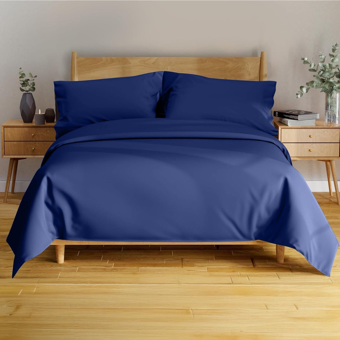 4Pcs - 100% Viscose Derived from Bamboo Sheets Full Size Sheets Set - Super Soft Viscose Bamboo Cooling Sheets for Hot Sleepers - up to 16’’ Deep Pocket - Luxury Series Full Sheet Set (S Gray)